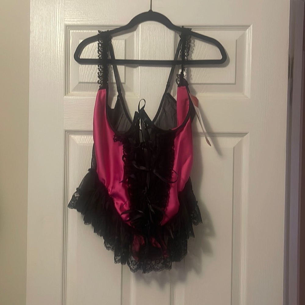 NWT Shirley of Hollywood Sexy pink and Black Teddy (2x)